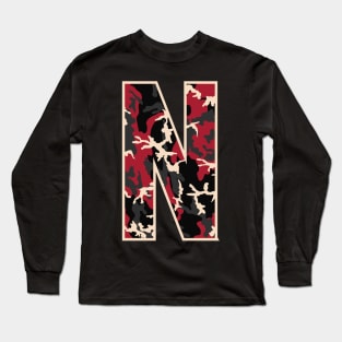 Initial Capital Letter N Camo Alphabet Gift Women Men Kids Long Sleeve T-Shirt